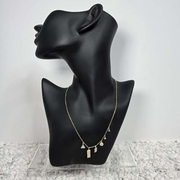 G. P. Sterling Silver Multi Shaped Pavé Swarovski Crystal Accented Pendant Neckl - Picture 2 of 4